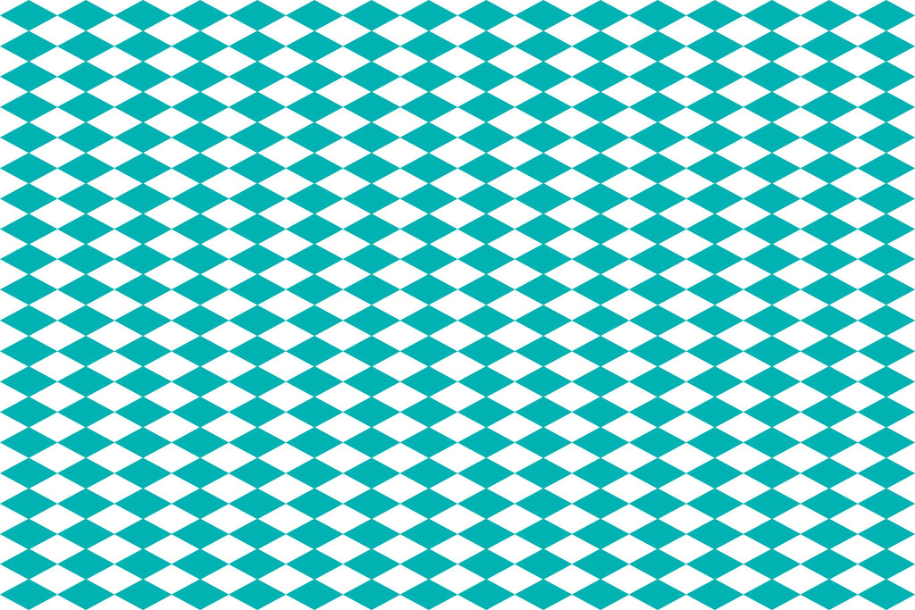 Teal Harlequin wallpaper in teal and white diamonds