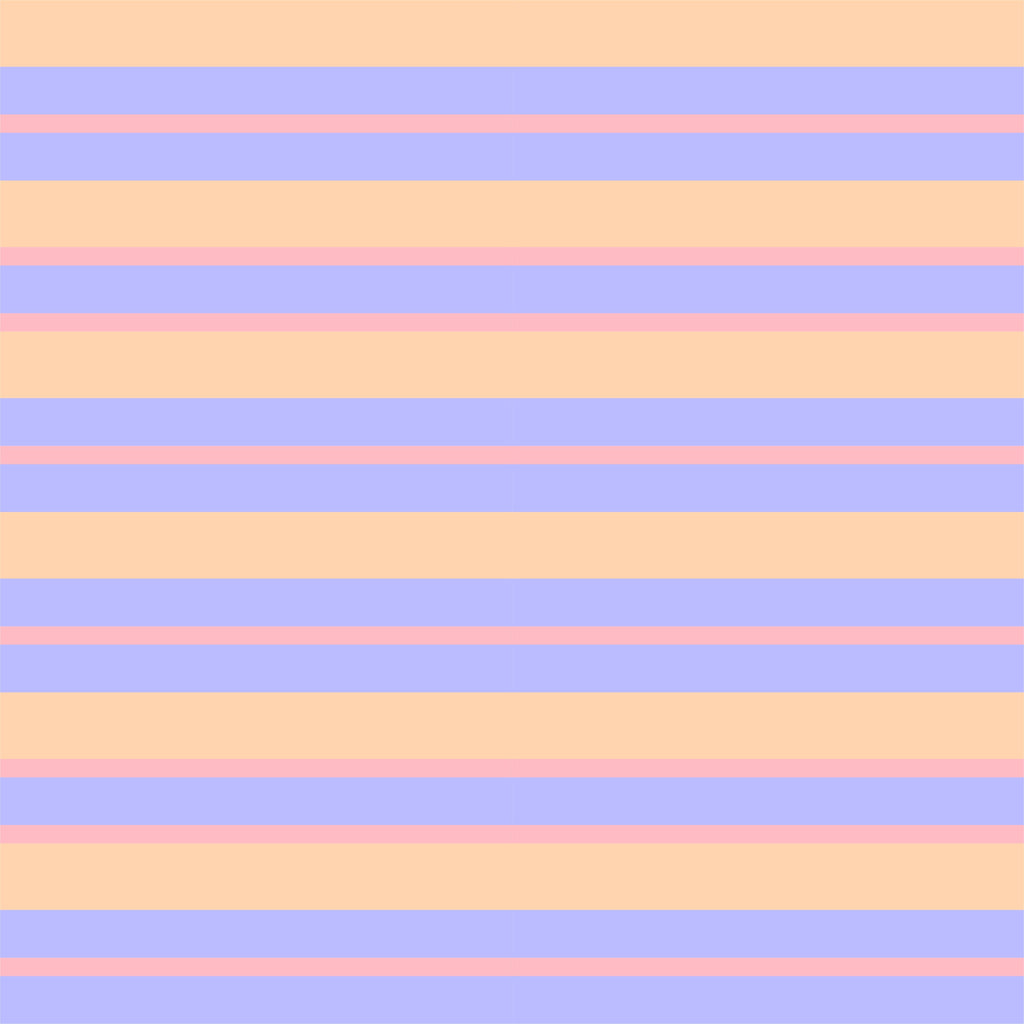 Sunset Pastels, peel and stick wallpaper, warm peach, lavender, and soft rose stripes blend into a cheerful pastel