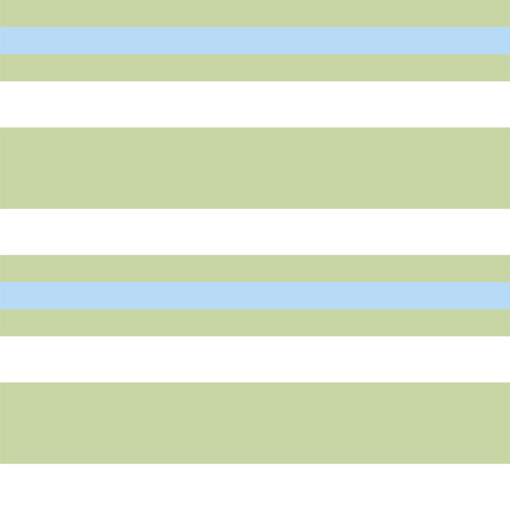 Sage Horizon, peel and stick wallpaper, wide horizontal bands of soft sage green, pale sky blue, and light gray