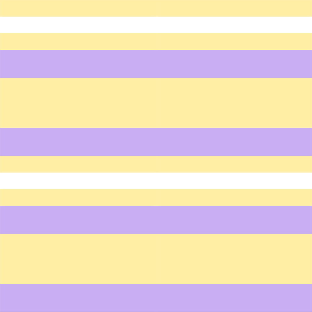 Golden Lavender, peel and stick wallpaper, wide horizontal stripes in soft golden yellow, lavender, and light gray