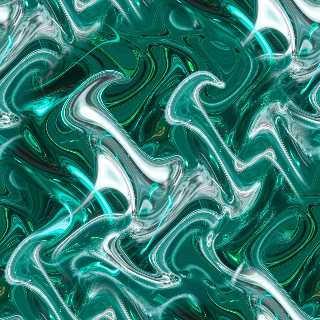 Emerald Flux, peel and stick wallpaper, liquid glass swirls in luminous motion, blending emerald tones with silvery