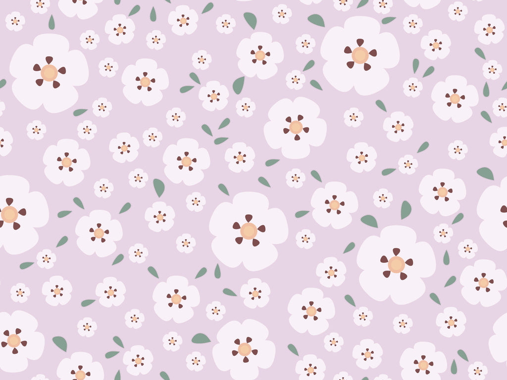 Blush Meadow, peel and stick wallpaper, soft floral motifs bloom across a gentle background, creating a cheerful