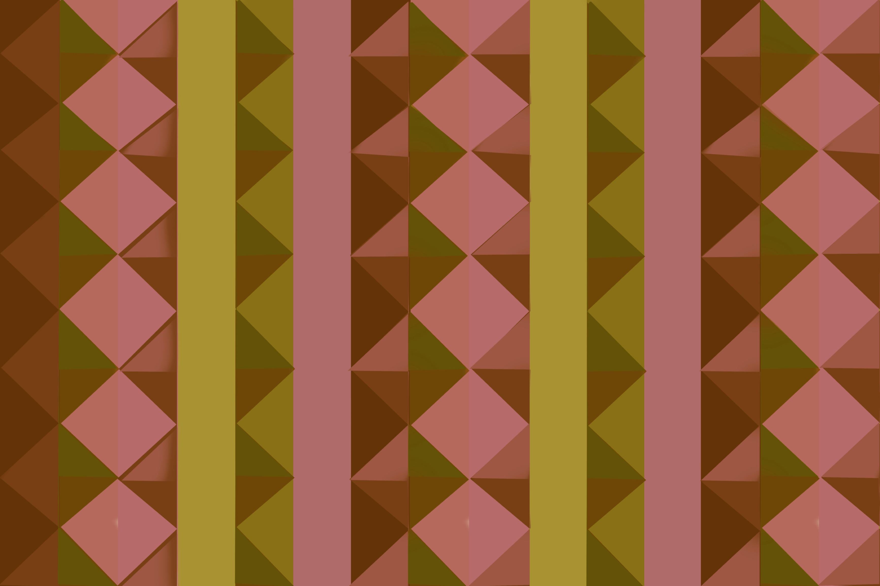 Retro Prism wallpaper with geometric triangles in olive and pink