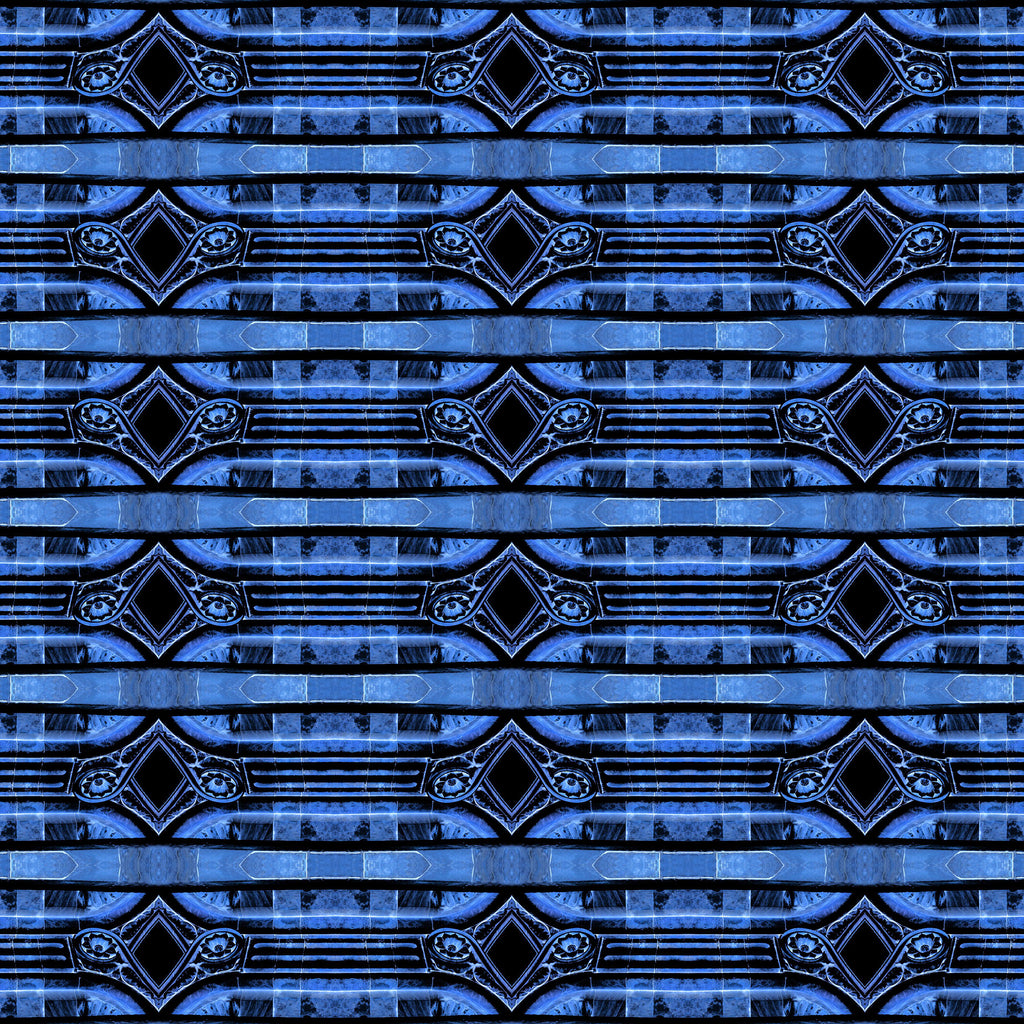 Midnight Circuit, peel and stick wallpaper, bold horizontal bands and ornate geometric details create a futuristic