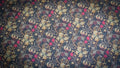 Morris Bloom wallpaper with vintage florals on deep navy