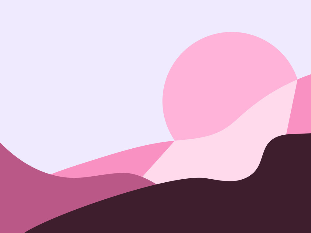 Blush Terrain, wallpaper mural, abstract hills and a glowing blush sun flow together in smooth layers