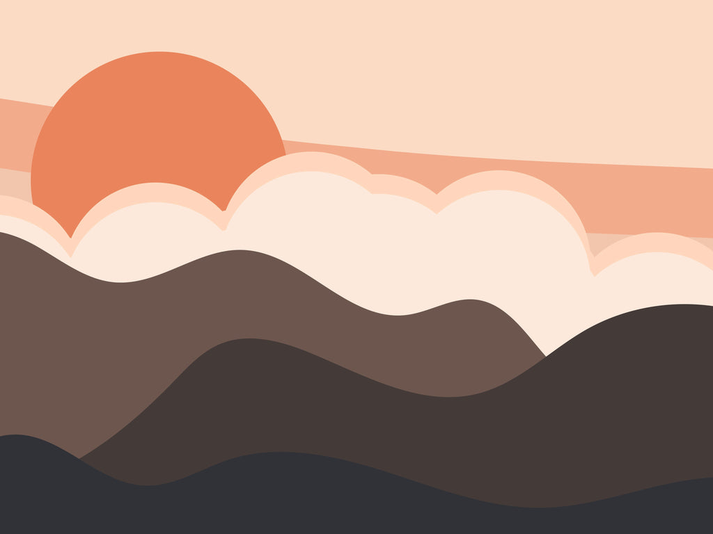 Amber Clouds, wallpaper mural, rolling hills meet soft cloud layers beneath a warm amber sun