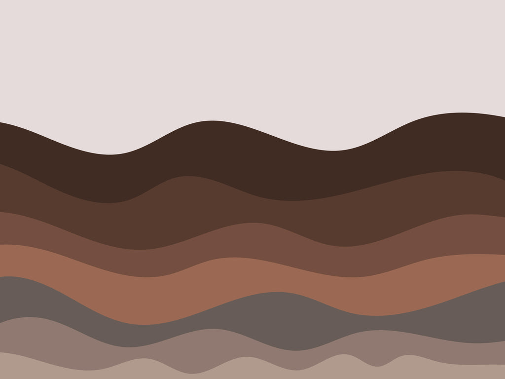 Earth Waves, wallpaper mural, layered waves of cocoa, clay, and stone create a soothing abstract rhythm