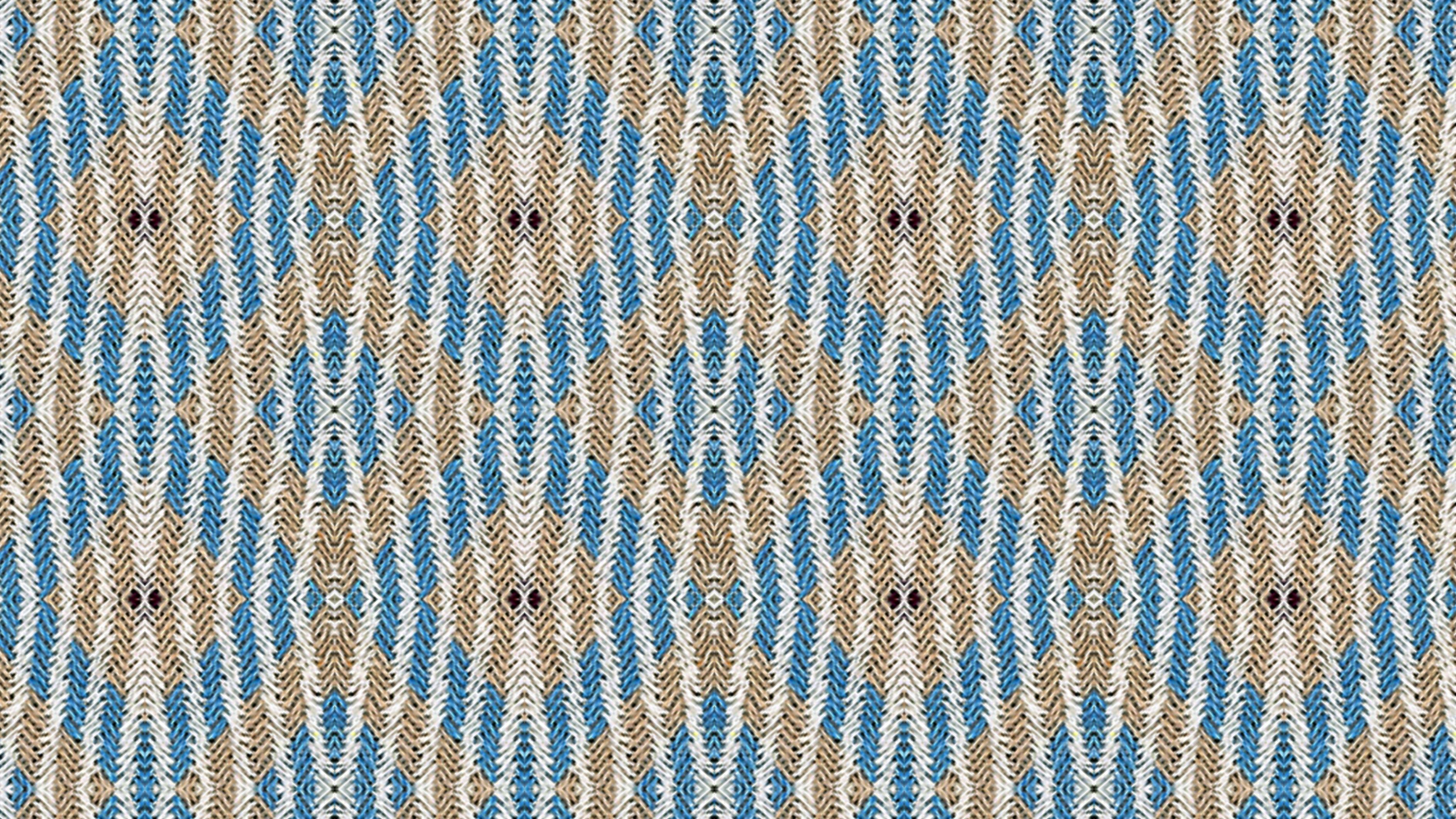 Ikat Weave wallpaper with blue and tan dashes
