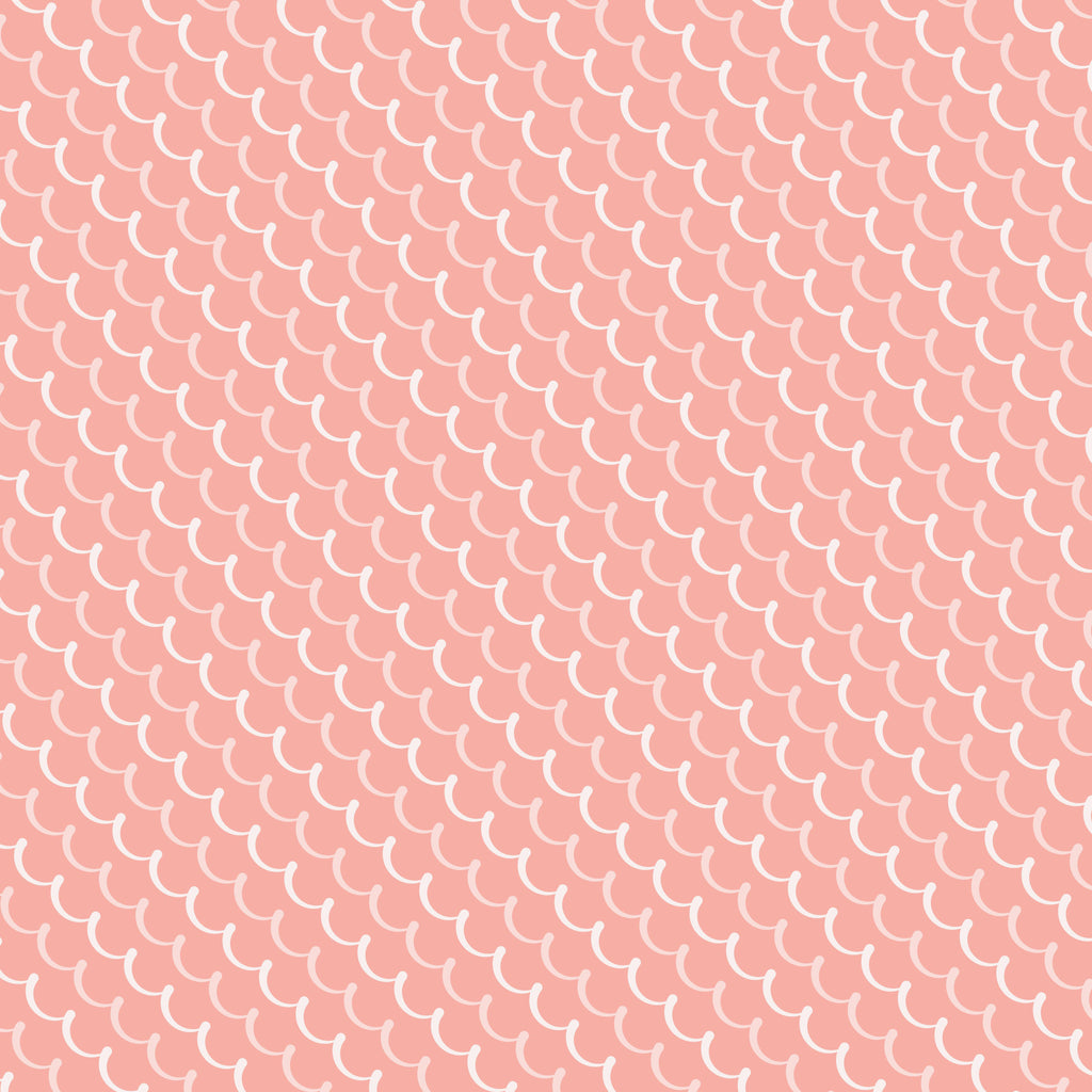 Coral Crescents, peel and stick wallpaper, soft coral wallpaper featuring flowing crescent lines in a gentle repeating