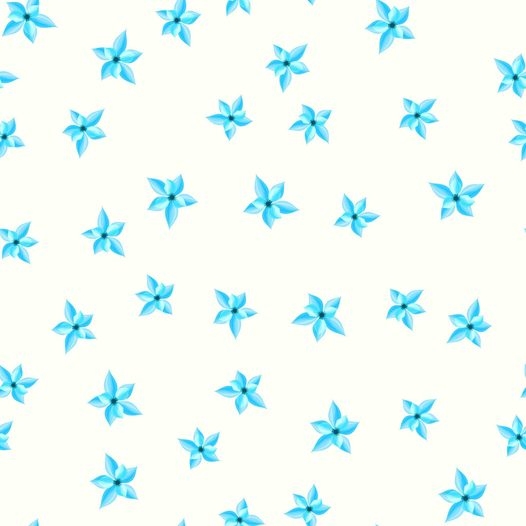 Aqua Blossoms, peel and stick wallpaper, delicate aqua-blue flowers are scattered across a soft neutral background