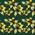 Golden Leaf wallpaper with golden leaves on forest green