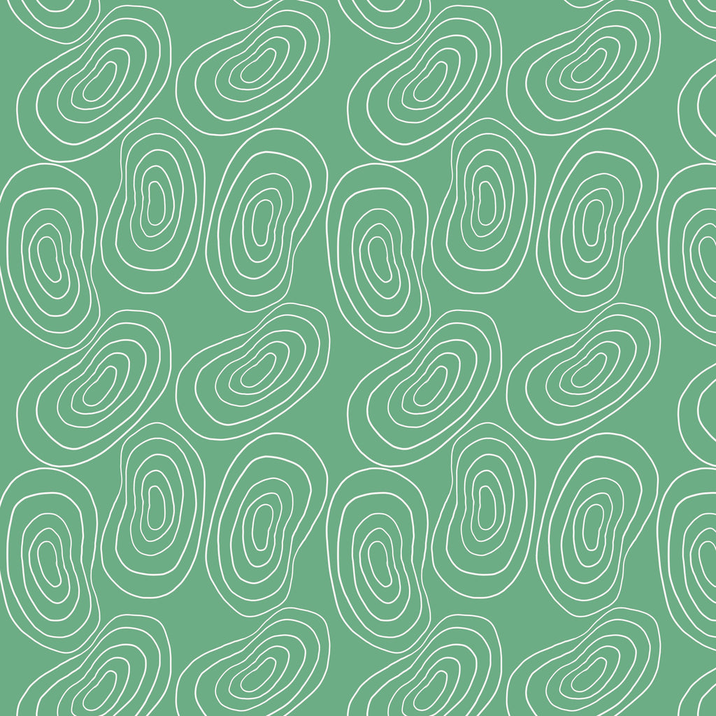 Topographic Calm, peel and stick wallpaper, organic contour lines flow across a calming green backdrop