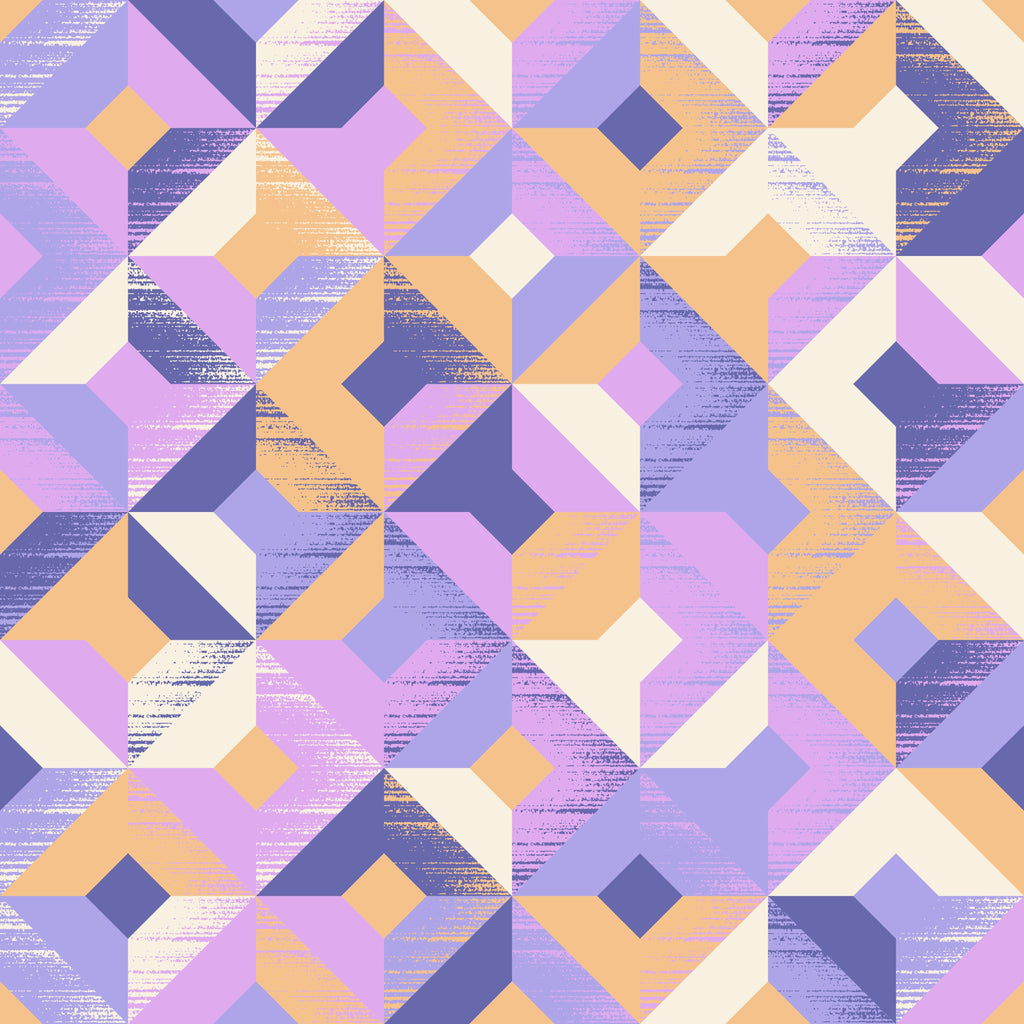 Pastel Geometry, peel and stick wallpaper, playful geometry meets vintage texture in this lively pattern of interlocking