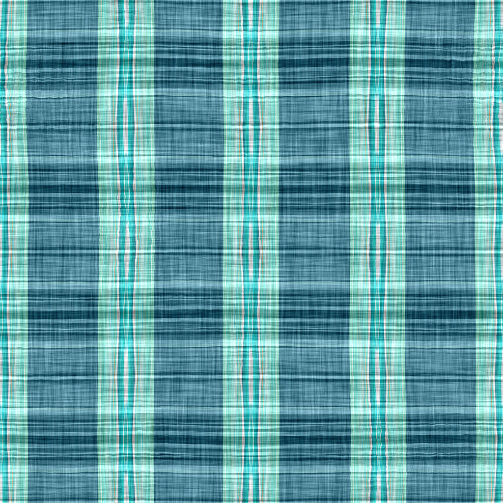 Teal Strata, peel and stick wallpaper, striped plaid wallpaper featuring layered teal tones and soft watercolor textures