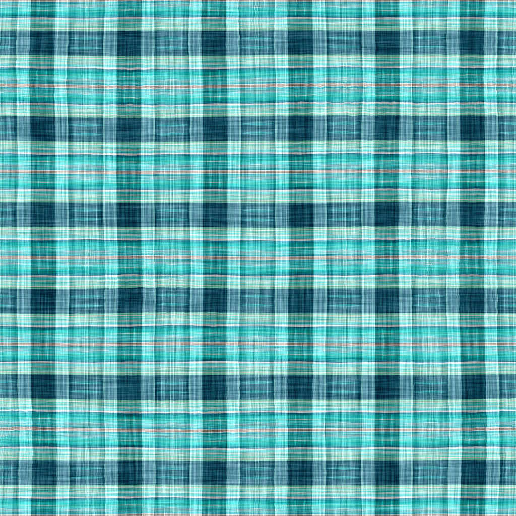 Seafoam Plaid, peel and stick wallpaper, textured plaid wallpaper featuring layered seafoam and deep teal tones