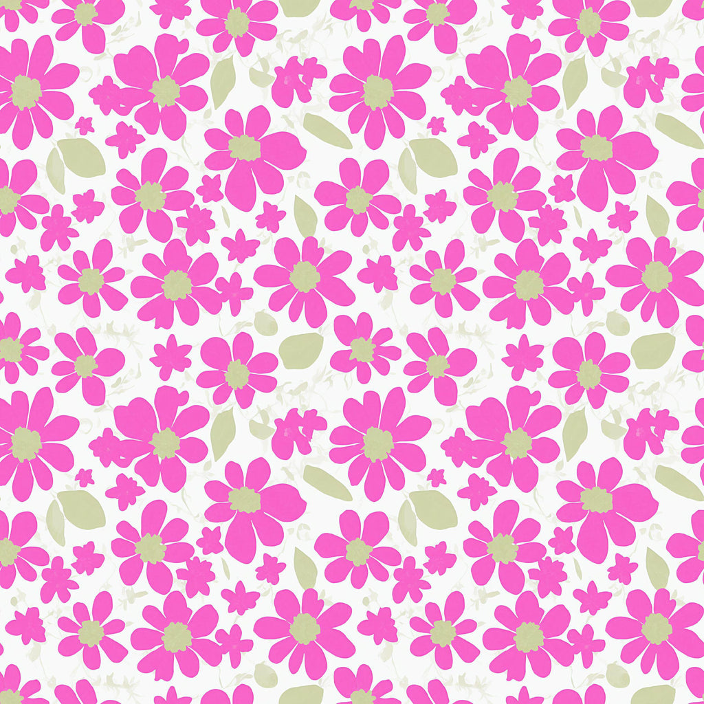 Blossom Garden, peel and stick wallpaper, bright pink blossoms bloom across a soft background, creating a joyful floral