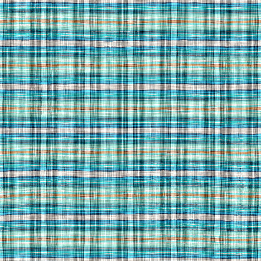 Aqua Tartan, peel and stick wallpaper, plaid wallpaper featuring layered aqua, teal, and soft neutral stripes