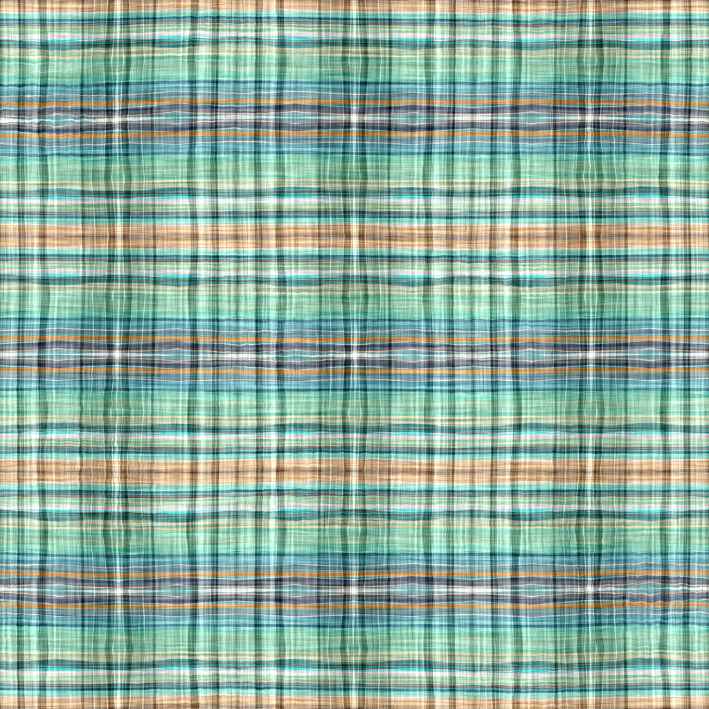 Meadow Plaid, peel and stick wallpaper, plaid wallpaper featuring soft green, teal, and sandy beige tones
