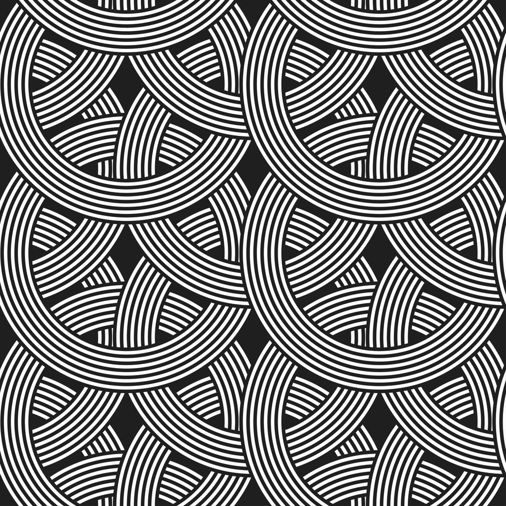 Interlock Arches, peel and stick wallpaper, striking geometric wallpaper featuring overlapping circular bands in bold