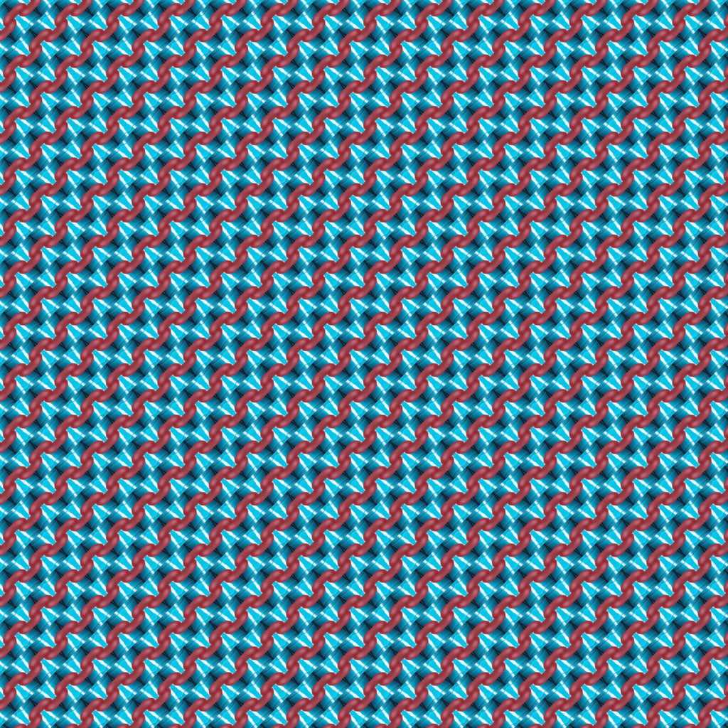 Linked Pulse, peel and stick wallpaper, bold interlocking chains form a dynamic diagonal rhythm layered over a faceted