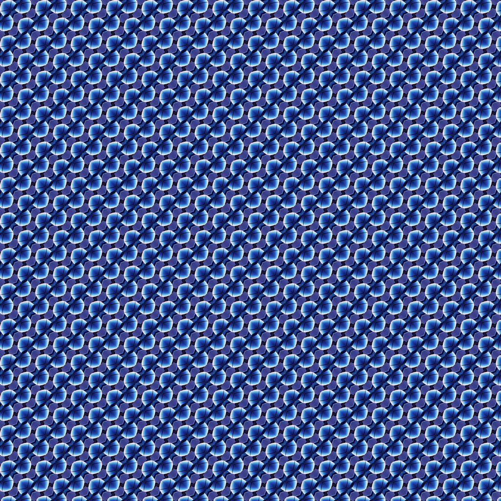 Cobalt Petals, peel and stick wallpaper, interlocking petal shapes create a mesmerizing, almost sculptural pattern