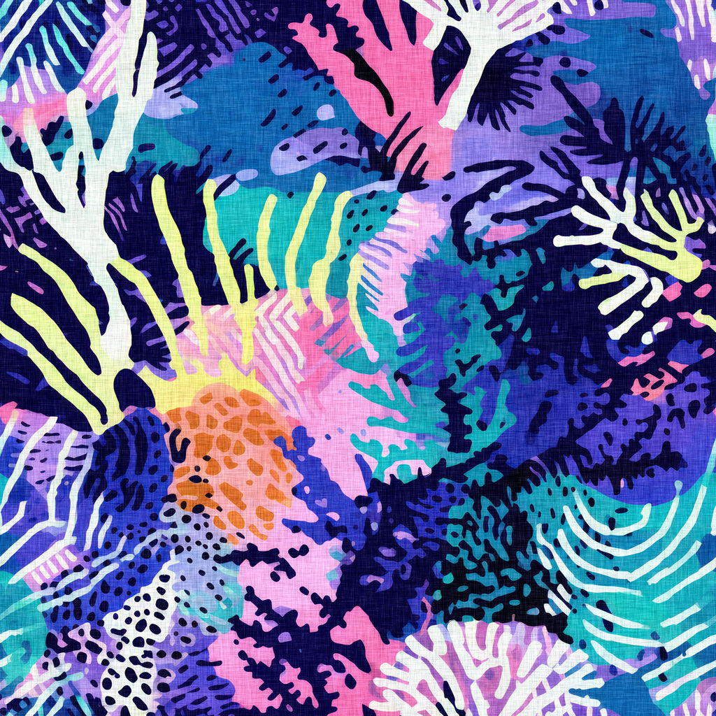 Coral Canopy, peel and stick wallpaper, wallpaper featuring layered coral silhouettes and tropical textures