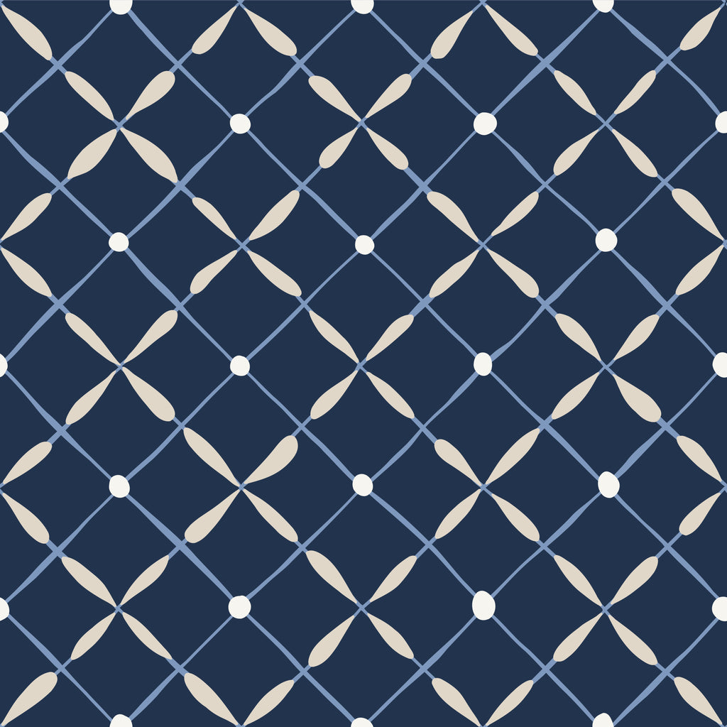 Petal Lattice, peel and stick wallpaper, elegant lattice wallpaper featuring soft beige petal shapes connected