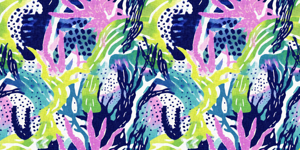 Lagoon Coral, peel and stick wallpaper, expressive coral reef wallpaper featuring flowing organic shapes