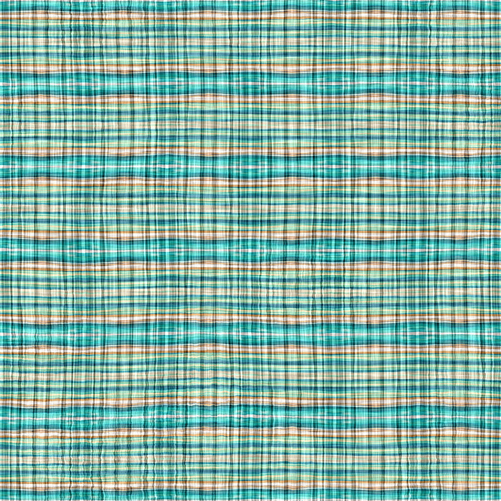Coastal Weave, peel and stick wallpaper, textured plaid wallpaper featuring layered turquoise, soft beige, and gentle aqua