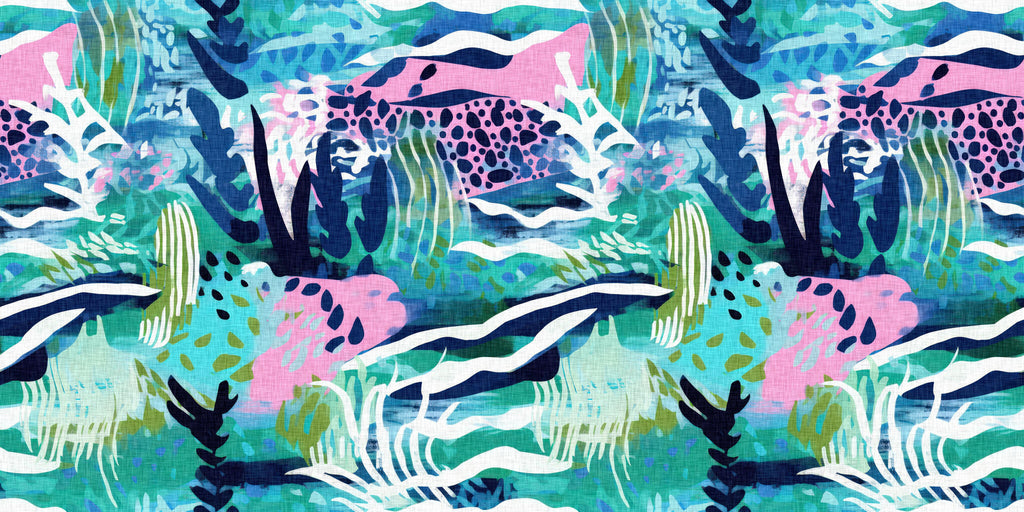 Lagoon Botanica, peel and stick wallpaper, artistic botanical wallpaper