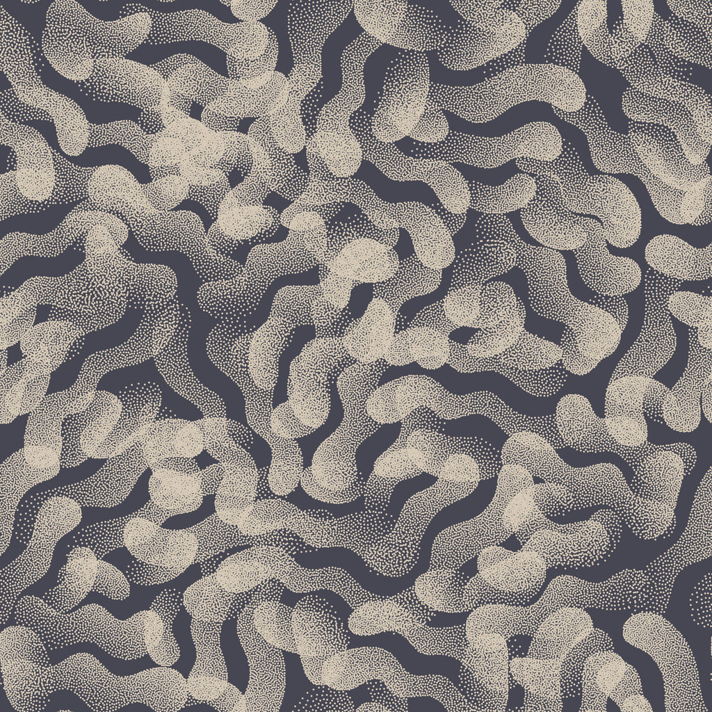 Sand Currents, peel and stick wallpaper, clusters of soft sand-colored dots form flowing organic shapes