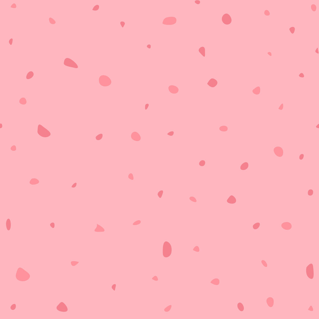 Blush Sprinkle, peel and stick wallpaper, small rosy shapes scatter across a soft blush background, creating a playful