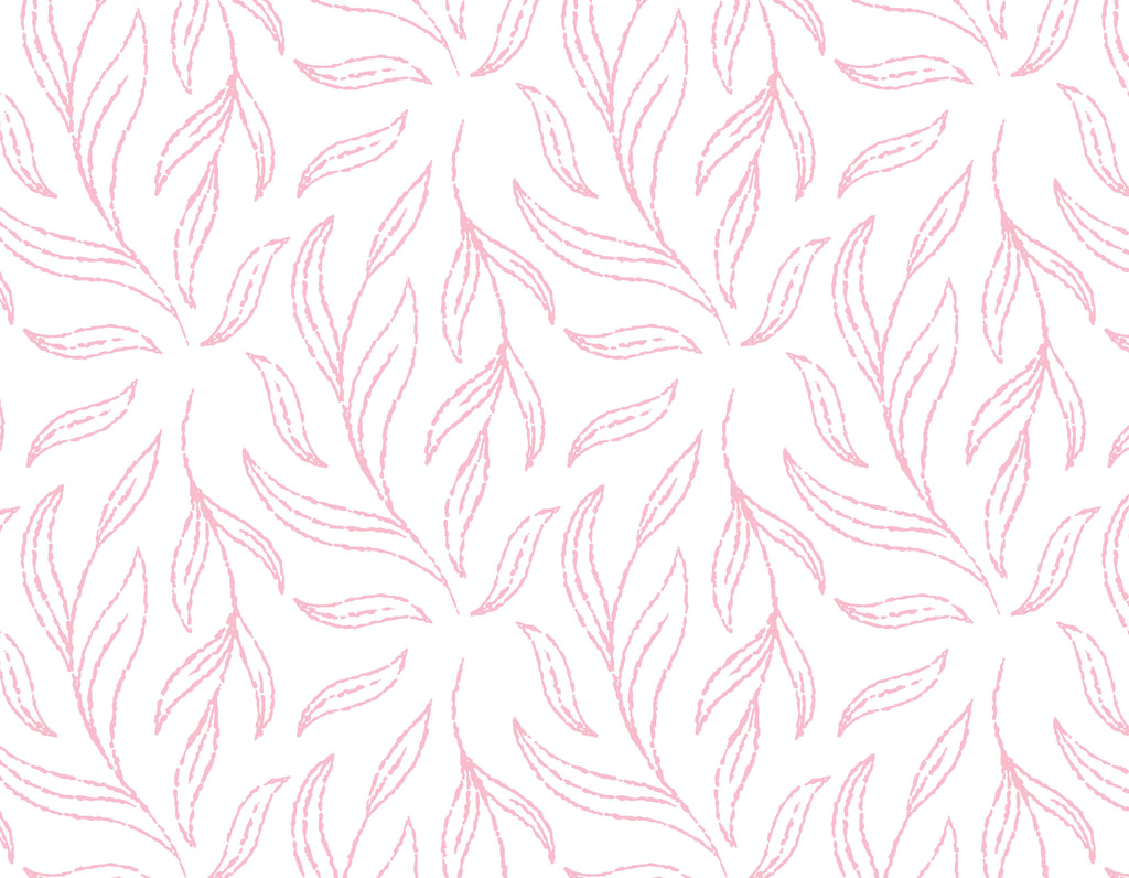 Petal Sketch, peel and stick wallpaper, delicate pink leaf outlines flow gracefully across a soft neutral background