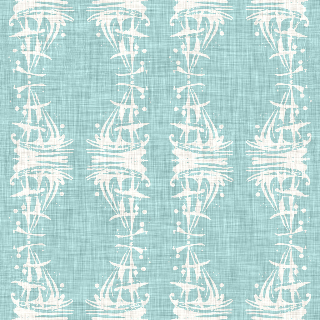 Coastal Voyage, peel and stick wallpaper, sailboat wallpaper featuring hand-painted white silhouettes on a soft seafoam