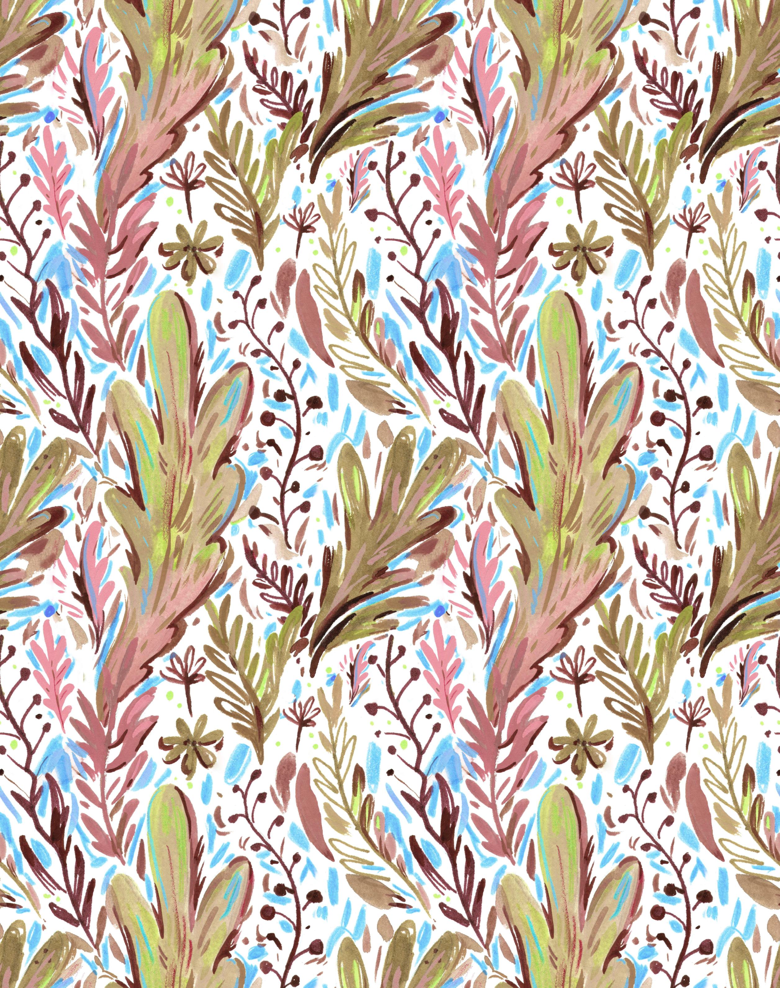 Botanic Sprigs wallpaper with watercolour foliage on cream