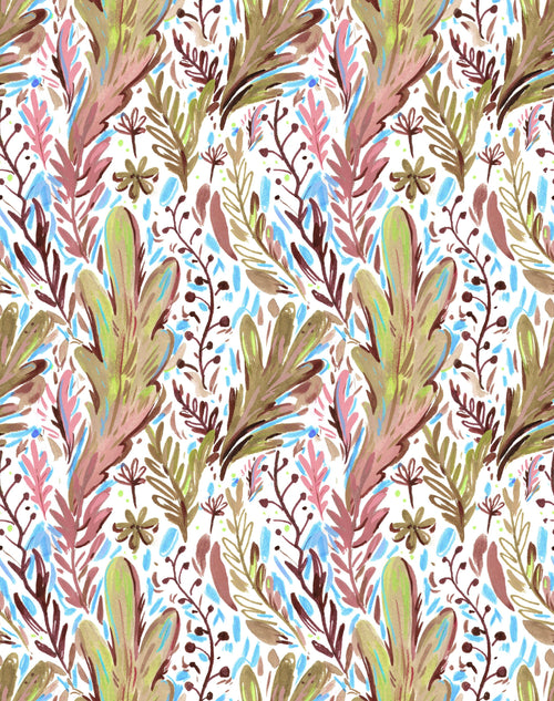 Botanic Sprigs wallpaper with watercolour foliage on cream