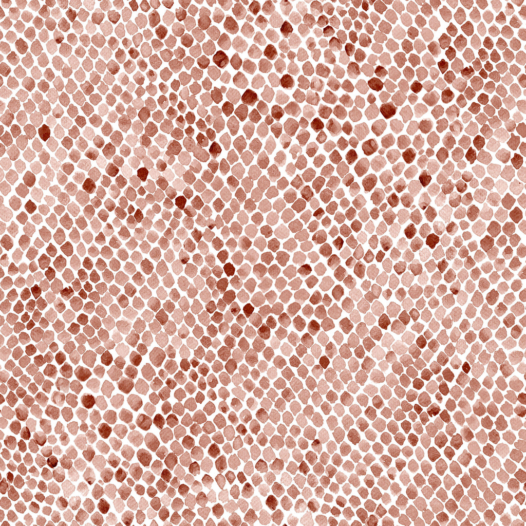 Terra Pebbles, peel and stick wallpaper, hand-painted pebble textures in warm terracotta tones create an organic, earthy