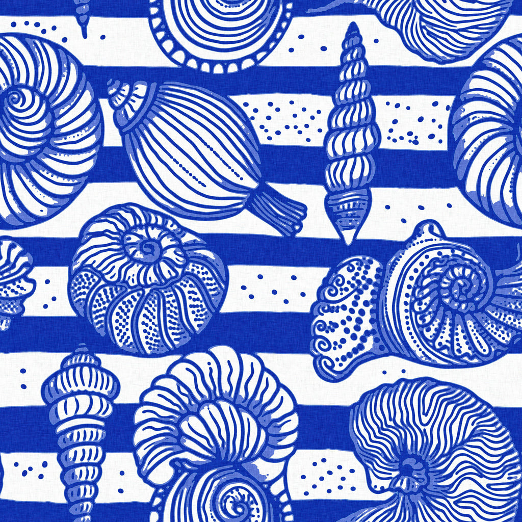 Coastal Strata, peel and stick wallpaper, bold coastal wallpaper featuring detailed seashell illustrations layered over