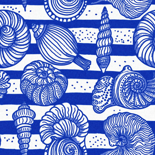 Coastal Strata, peel and stick wallpaper, bold coastal wallpaper featuring detailed seashell illustrations layered over