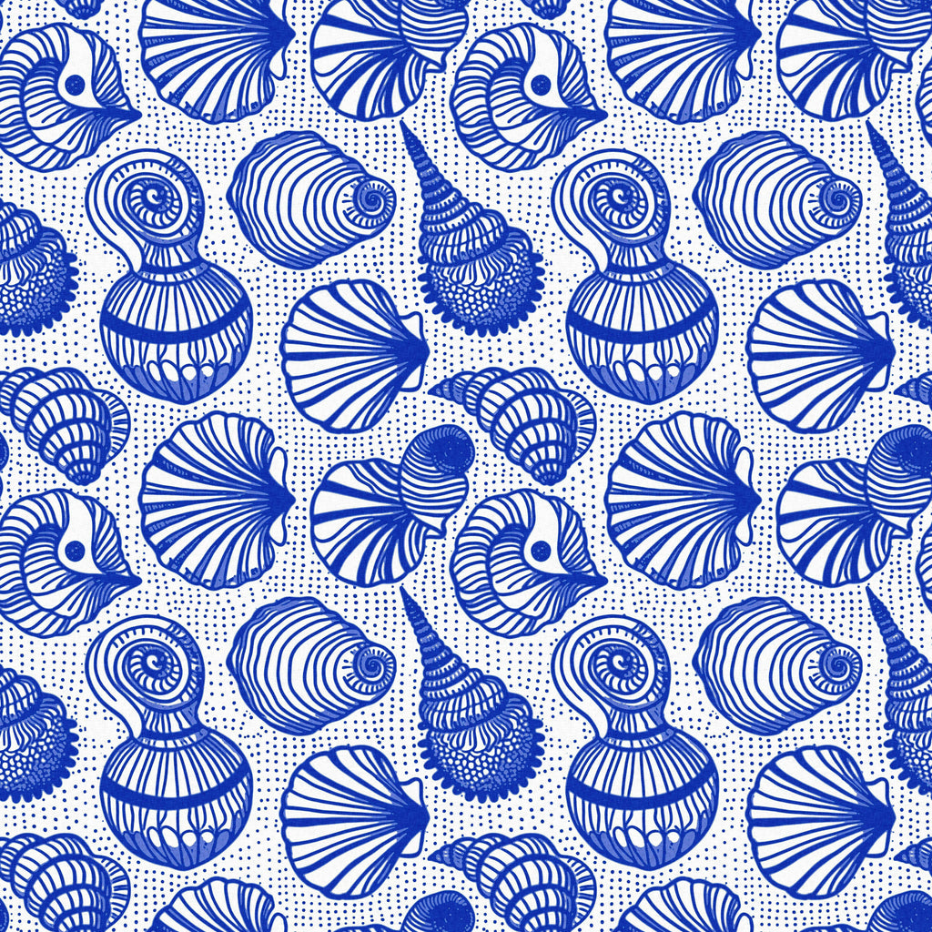 Ocean Trinkets, peel and stick wallpaper, charming ocean themed wallpaper featuring detailed shells and seaside objects