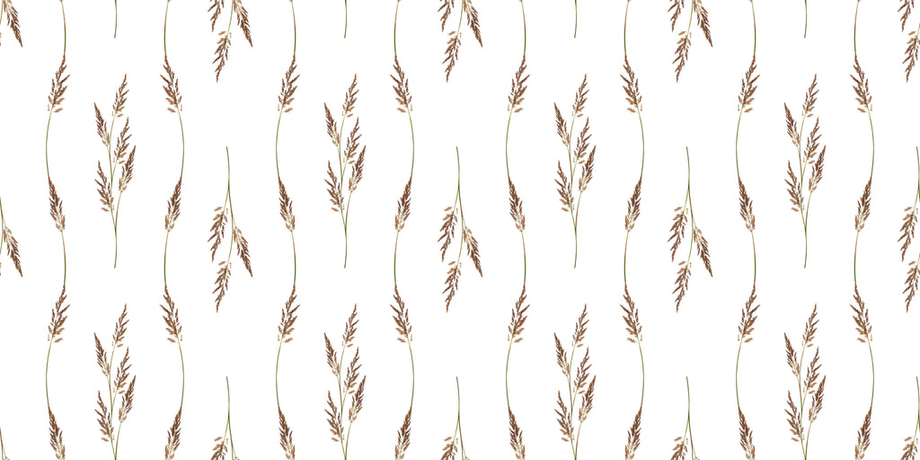 Prairie Stems, peel and stick wallpaper, slender meadow grasses repeat in a light, airy pattern across a soft neutral