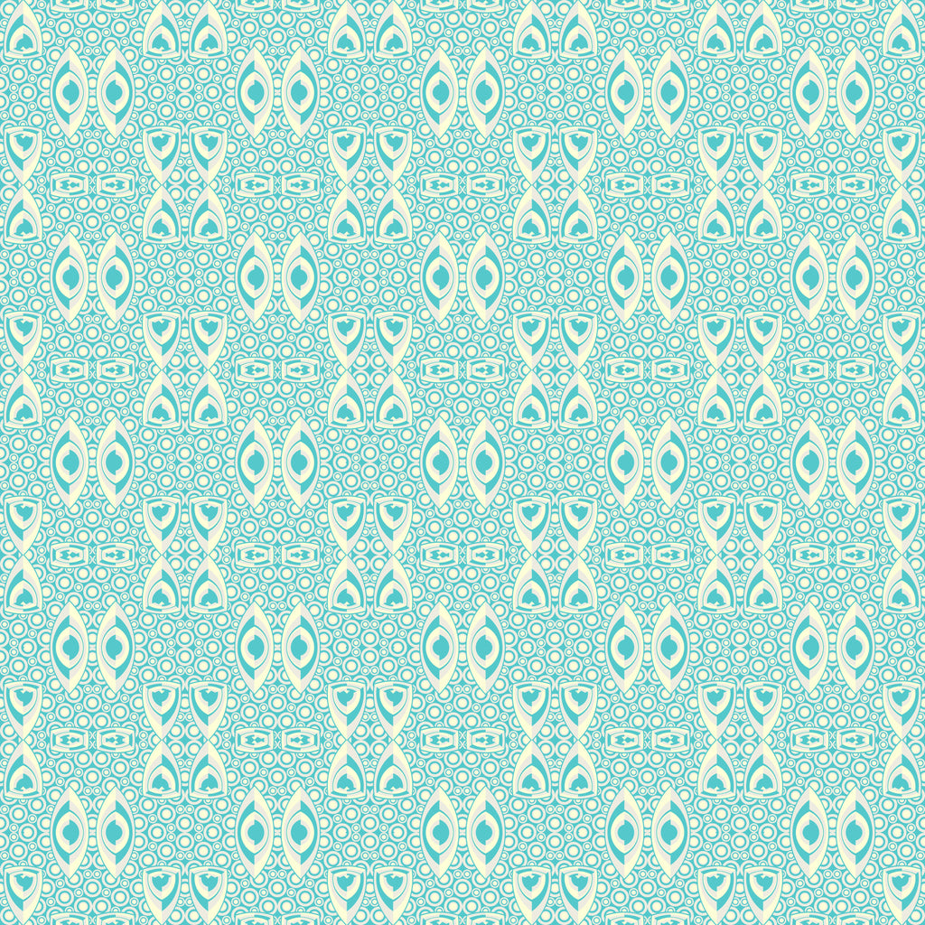 Aqua Echoes, peel and stick wallpaper, soft geometric forms repeat in a soothing rhythm, blending organic curves