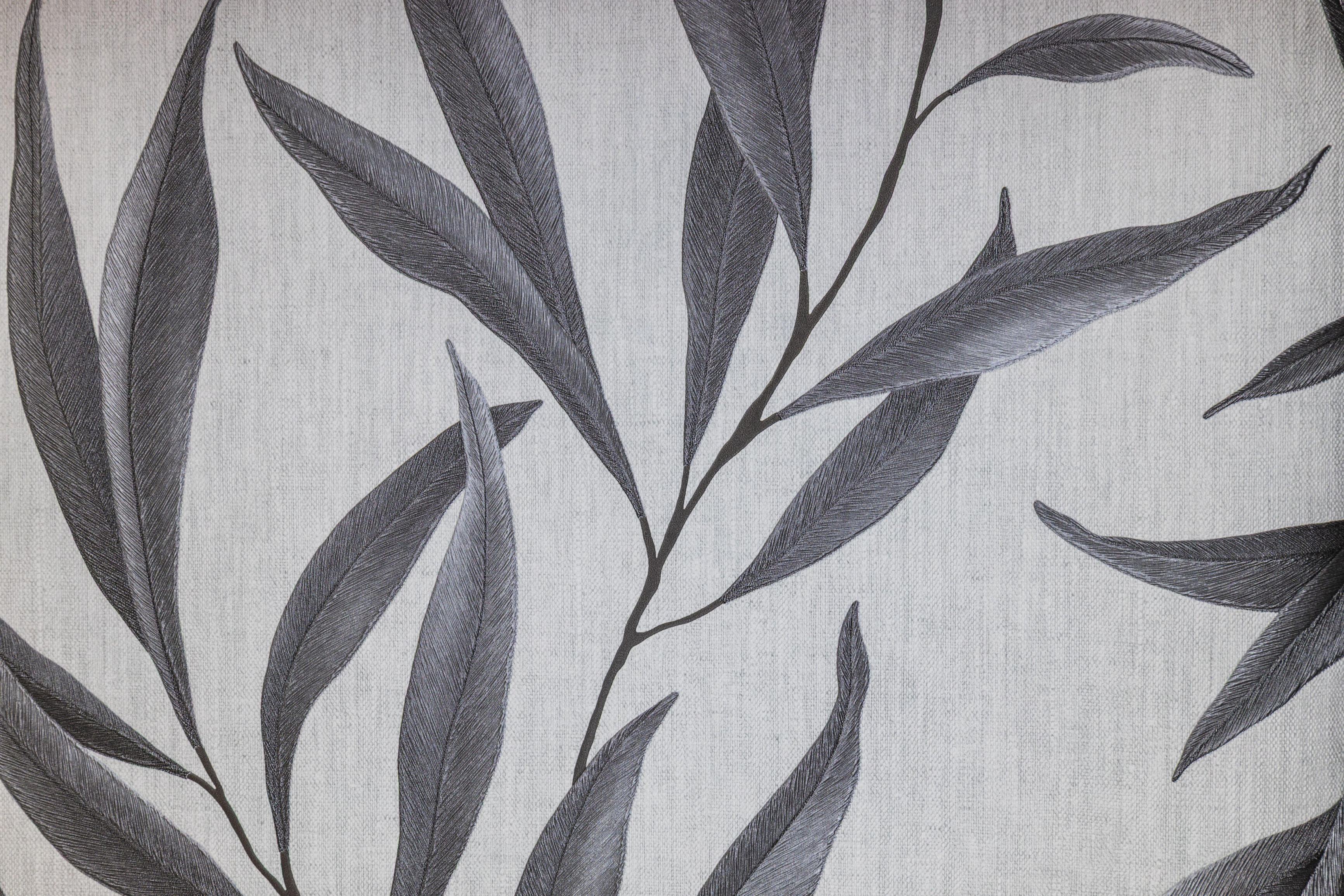 Willow Shadow wallpaper with charcoal willow leaves