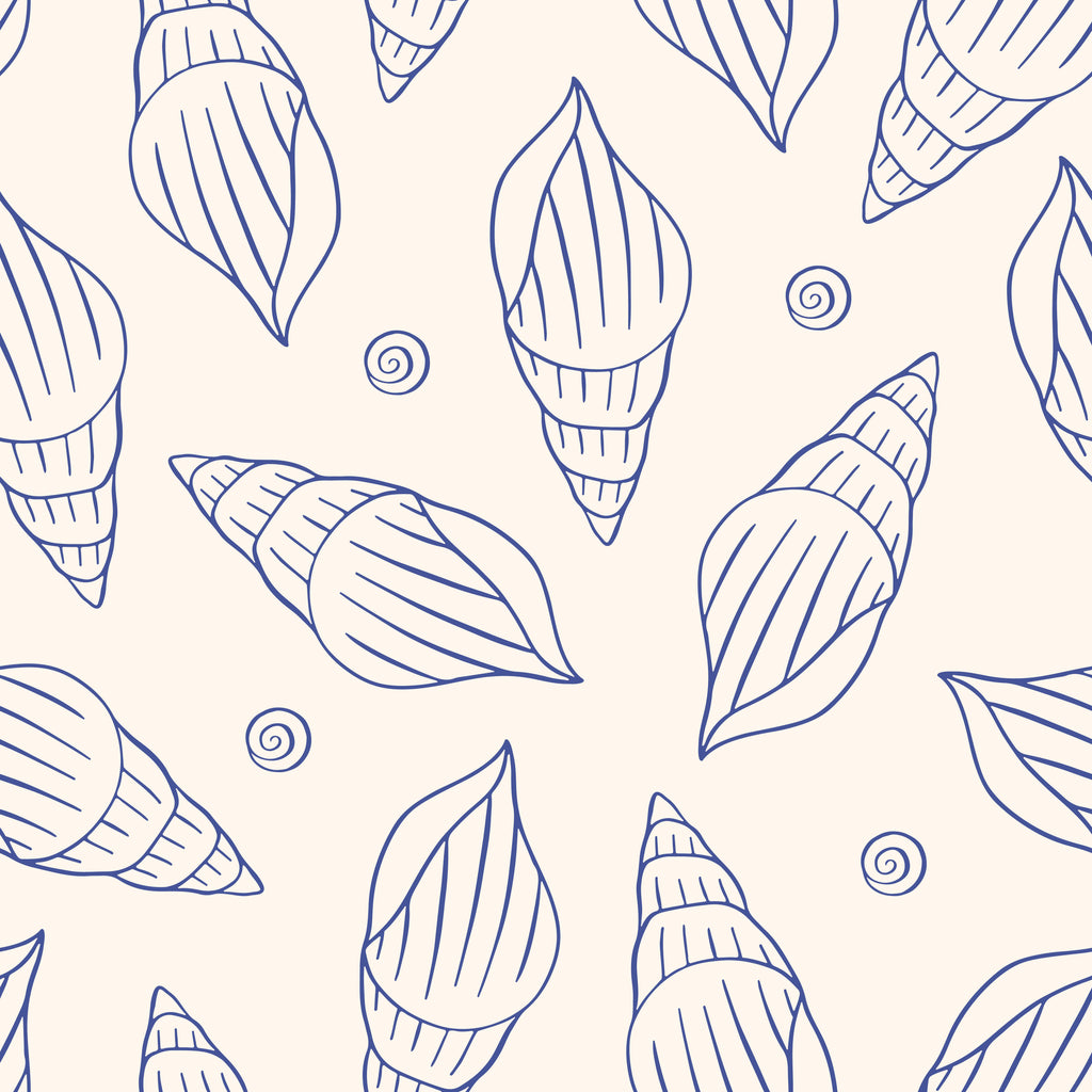 Shell Sketch, peel and stick wallpaper, this playful shell wallpaper features simple line drawn seashell illustrations