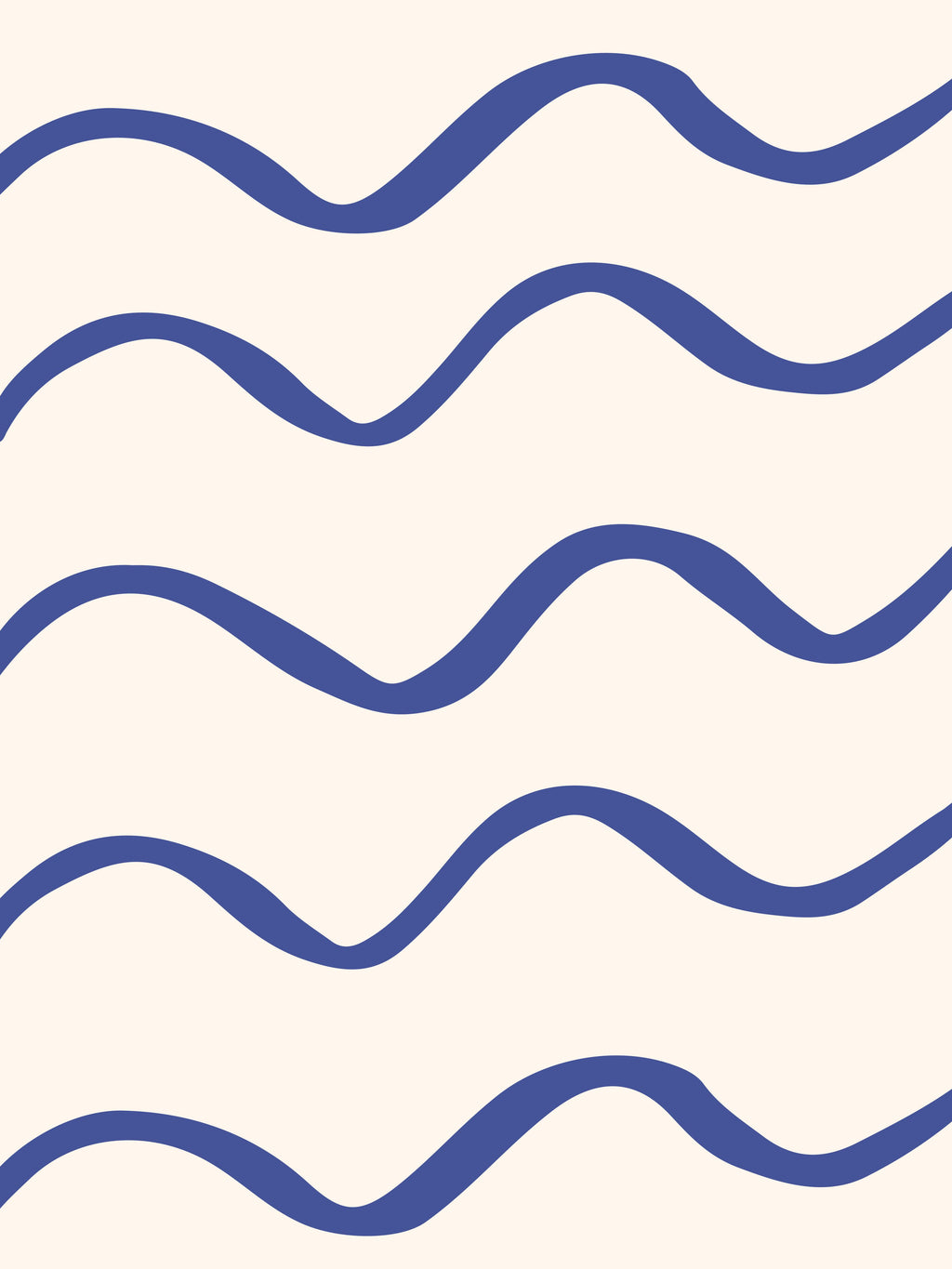 Wave Lines, peel and stick wallpaper, bold flowing wave lines stretch across a warm neutral background, creating a modern