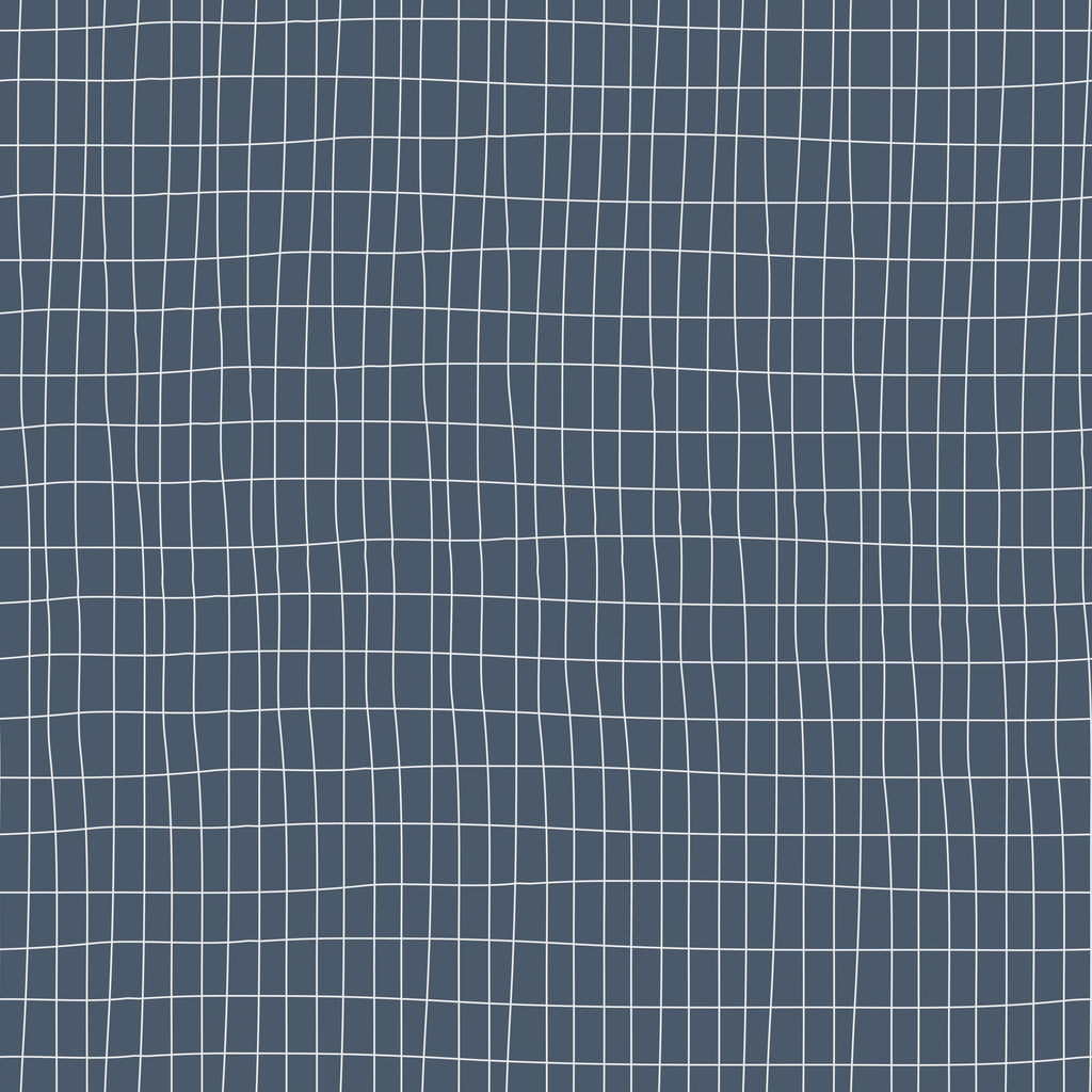 Woven Grid, peel and stick wallpaper, fine hand-drawn lines form an organic grid across a deep background
