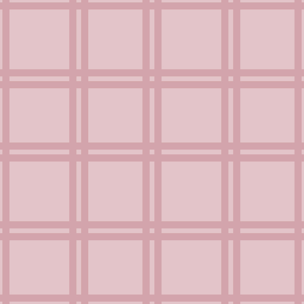 Blush Windowpane, peel and stick wallpaper, soft intersecting lines form a gentle windowpane grid across a muted blush