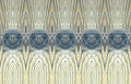 Deco Frond wallpaper with blue and cream Art Deco fans