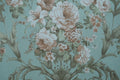Vintage Rose wallpaper with rose bouquets on teal